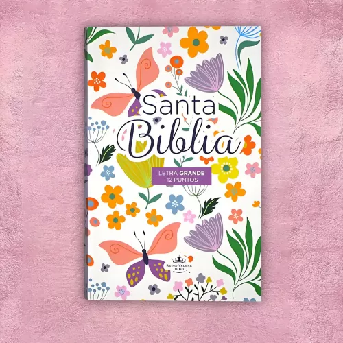 Biblia letra gigante - Flores multicolor