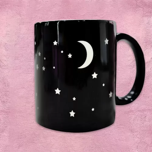 Taza negra - Luna y estrella